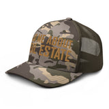 Ask Me About Real Estate Camouflage Trucker Hat | Old Gold Thread