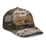 Ask Me About Real Estate Camouflage Trucker Hat | Old Gold Thread