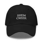 Shem Creek, SC South Carolina Embroidered Dad Hat - White Thread