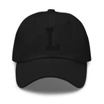 L Alphabet Varsity Letter Embroidered Dad Hat | Black Thread