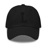 L Alphabet Varsity Letter Embroidered Dad Hat | Black Thread