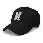 M Alphabet Varsity Letter Embroidered Dad Hat | White Thread