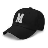 M Alphabet Varsity Letter Embroidered Dad Hat | White Thread