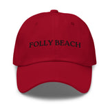 Folly Beach, SC South Carolina Embroidered Dad Hat - Black Thread