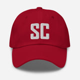 SC South Carolina Embroidered Dad Hat | White Thread | State Initials