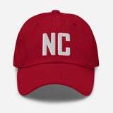 NC North Carolina Embroidered Dad Hat | White Thread | State Initials