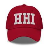 HHI Airport Code Embroidered Dad Hat South Carolina Hilton Head Island SC College Varsity Letter