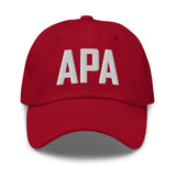 APA Airport Code Embroidered Dad Hat | White Thread