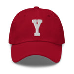 Y Alphabet Varsity Letter Embroidered Dad Hat | White Thread