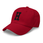 H Alphabet Varsity Letter Embroidered Dad Hat | Black Thread