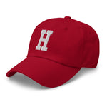 H Alphabet Varsity Letter Embroidered Dad Hat | White Thread