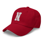 N Alphabet Varsity Letter Embroidered Dad Hat | White Thread