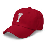 Y Alphabet Varsity Letter Embroidered Dad Hat | White Thread