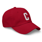 C Alphabet Varsity Letter Embroidered Dad Hat | White Thread