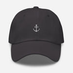 Boat Anchor Embroidered Dad Hat | White Thread