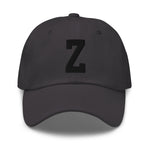 Z Alphabet Varsity Letter Embroidered Dad Hat | Black Thread