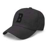 B Alphabet Varsity Letter Embroidered Dad Hat | Black Thread