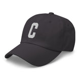 C Alphabet Varsity Letter Embroidered Dad Hat | White Thread