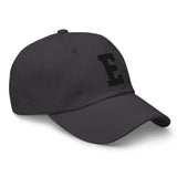 E Alphabet Varsity Letter Embroidered Dad Hat | Black Thread