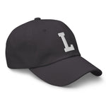 L Alphabet Varsity Letter Embroidered Dad Hat | White Thread