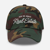 Ask Me About Real Estate Embroidered Dad Hat | White Thread