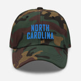 North Carolina Embroidered Dad Hat | Aqua Thread | State Initials