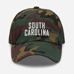 South Carolina Embroidered Dad Hat | White Thread | State Initials