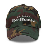 Ask Me About Real Estate Embroidered Dad Hat | White Thread