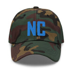 NC North Carolina Embroidered Dad Hat | Aqua Thread | State Initials