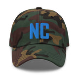 NC North Carolina Embroidered Dad Hat | Aqua Thread | State Initials