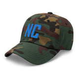 NC North Carolina Embroidered Dad Hat | Aqua Thread | State Initials