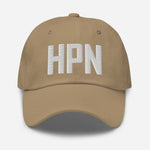 HPN Airport Code Embroidered Dad Hat White Plains New York