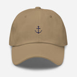 Boat Anchor Embroidered Dad Hat | Navy Blue Thread