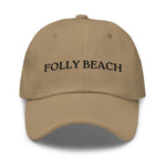 Folly Beach, SC South Carolina Embroidered Dad Hat - Black Thread