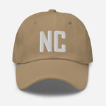 NC North Carolina Embroidered Dad Hat | White Thread | State Initials