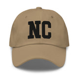 NC North Carolina Embroidered Dad Hat | Black Thread | State Initials Varsity Letter