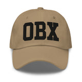 OBX Airport Code Embroidered Dad Hat Outer Banks North Carolina College Varsity Letter