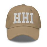 HHI Airport Code Embroidered Dad Hat South Carolina Hilton Head Island SC College Varsity Letter