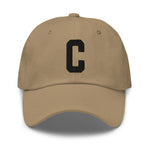 C Alphabet Varsity Letter Embroidered Dad Hat | Black Thread