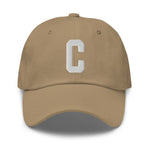 C Alphabet Varsity Letter Embroidered Dad Hat | White Thread