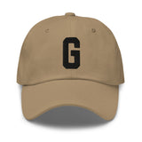 G Alphabet Varsity Letter Embroidered Dad Hat | Black Thread