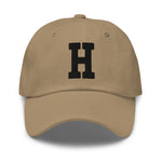 H Alphabet Varsity Letter Embroidered Dad Hat | Black Thread