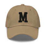 M Alphabet Varsity Letter Embroidered Dad Hat | Black Thread