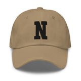 N Alphabet Varsity Letter Embroidered Dad Hat | Black Thread