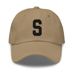 S Alphabet Varsity Letter Embroidered Dad Hat | Black Thread