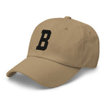 B Alphabet Varsity Letter Embroidered Dad Hat | Black Thread