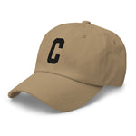 C Alphabet Varsity Letter Embroidered Dad Hat | Black Thread