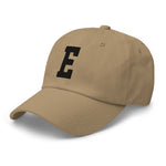 E Alphabet Varsity Letter Embroidered Dad Hat | Black Thread