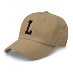 L Alphabet Varsity Letter Embroidered Dad Hat | Black Thread