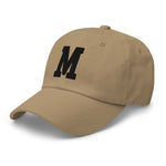 M Alphabet Varsity Letter Embroidered Dad Hat | Black Thread